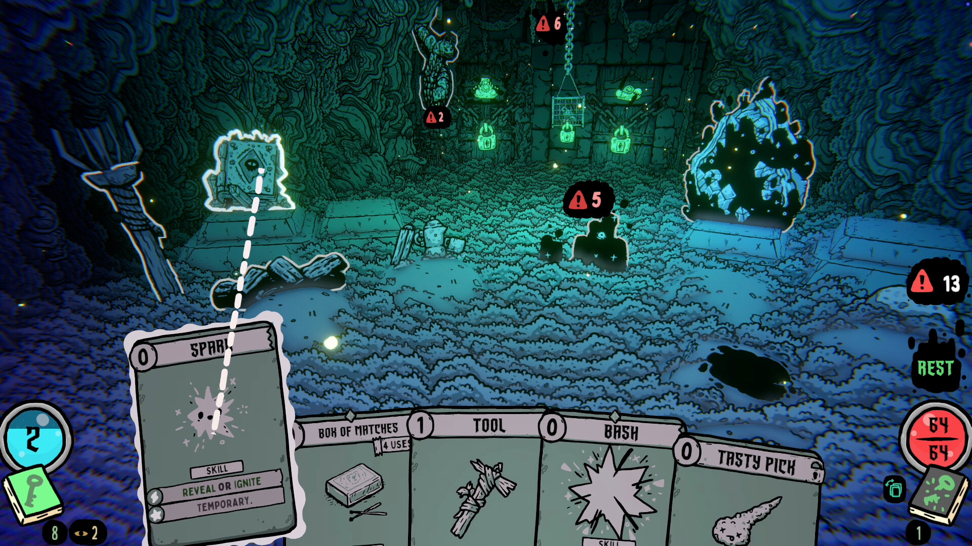 Hand-drawn dungeon exploration in Shroom and Gloom