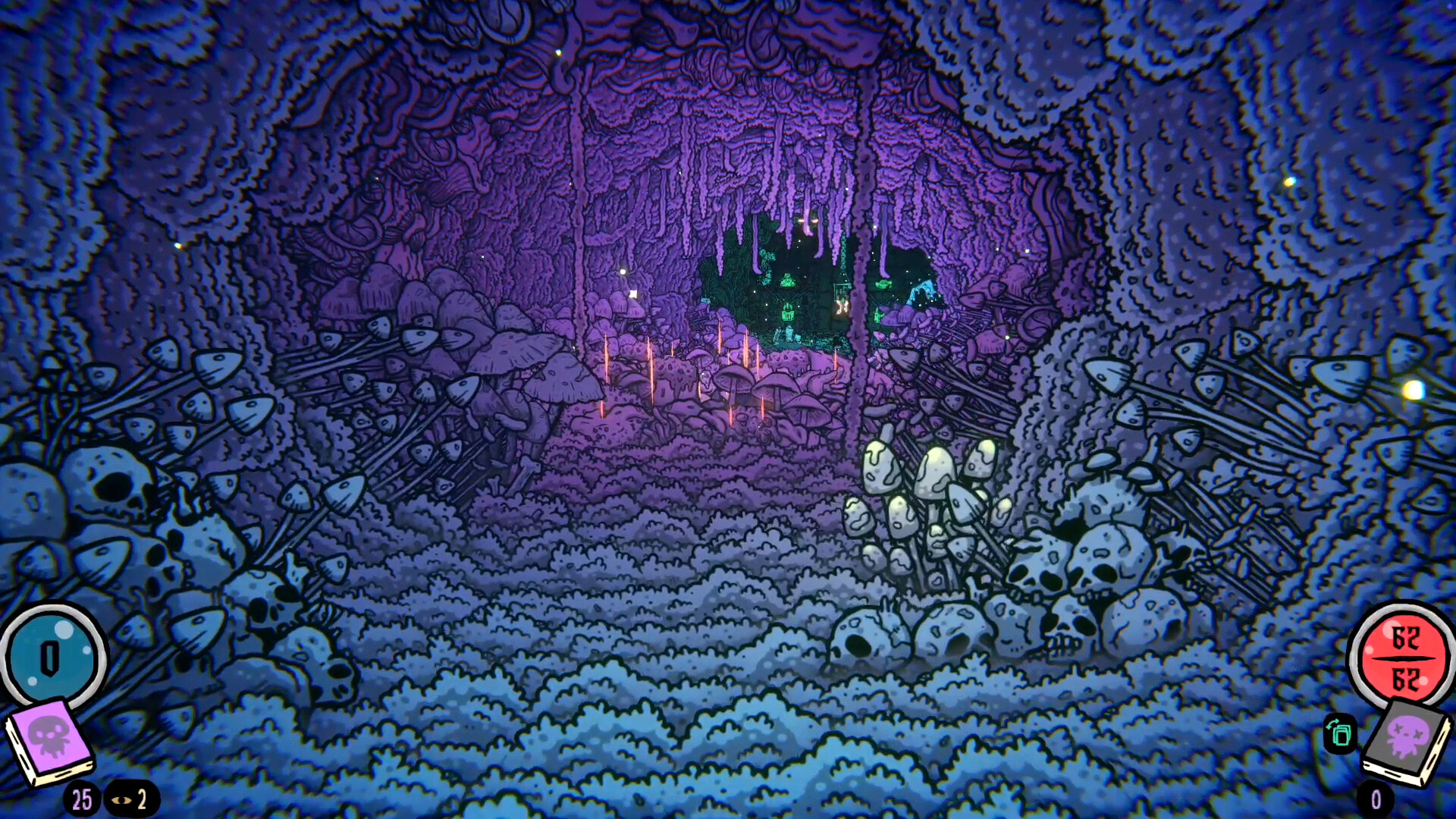 A Shroom and Gloom hand with card choices visible during a run